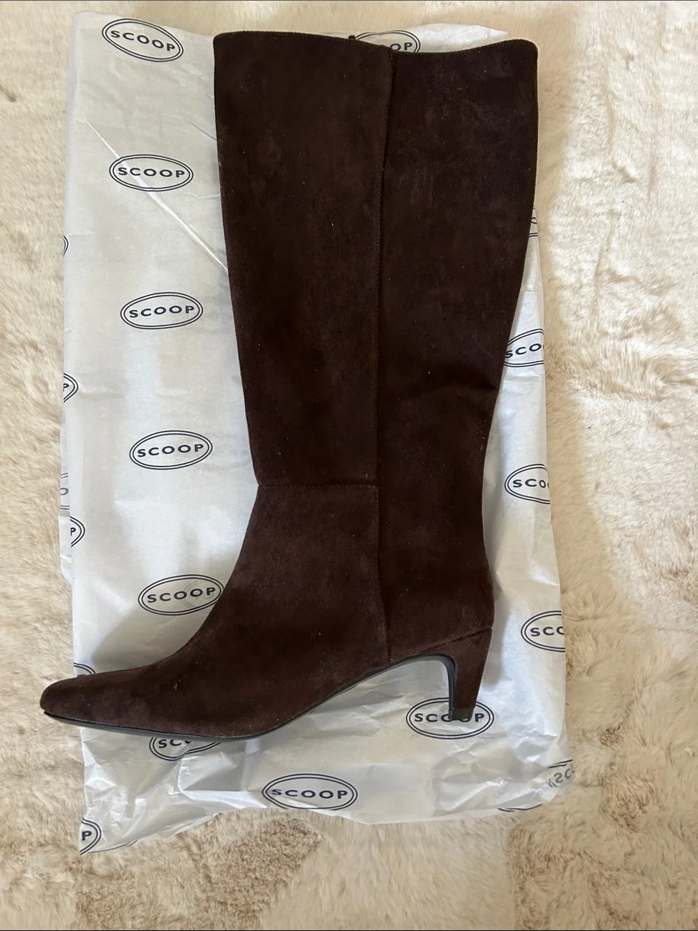 Faux Suede Knee-High Boots in Dark Brown 8.5 wide